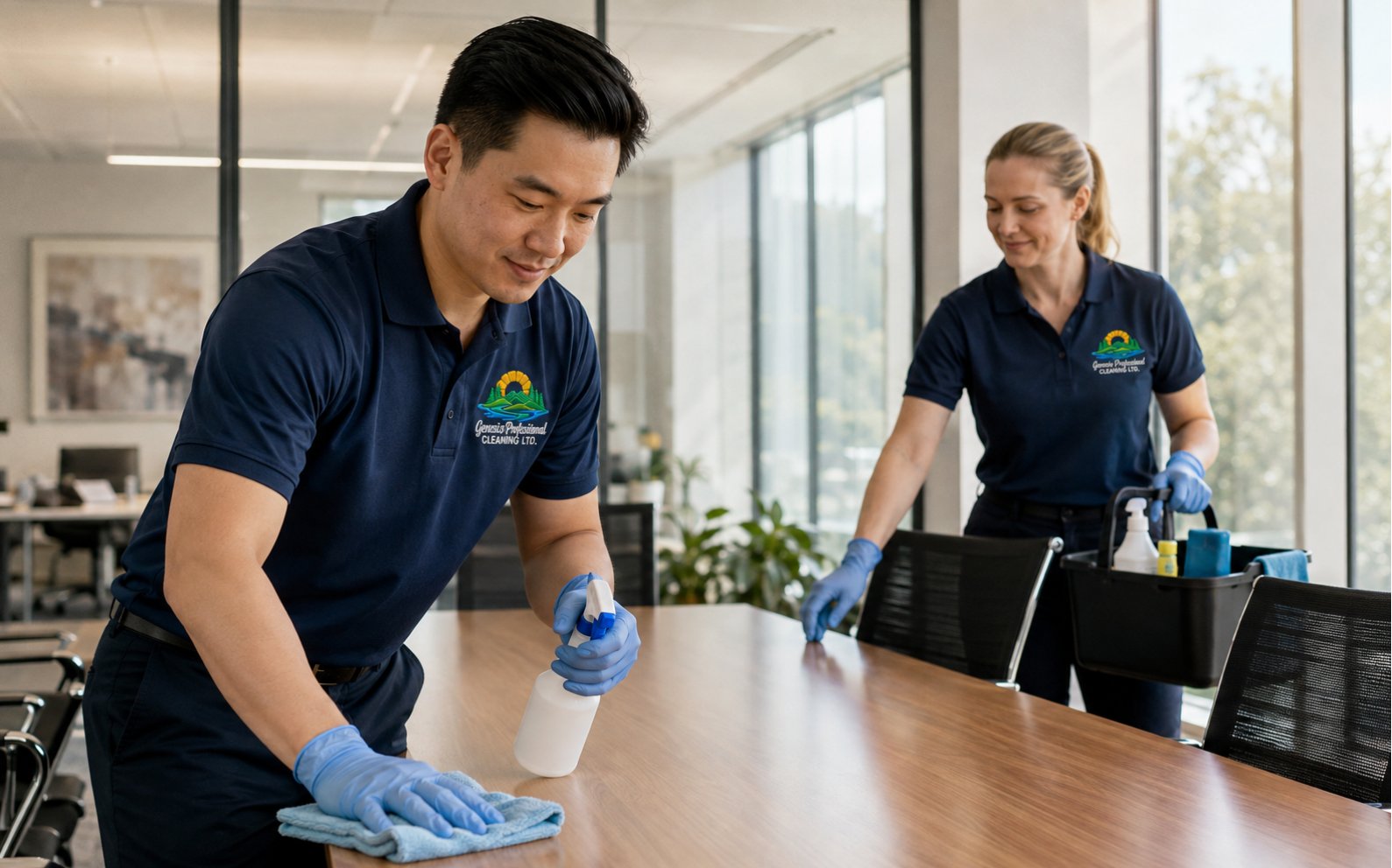 Professional floor care in a polished retail showroom